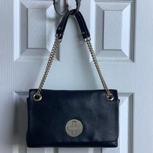 Kate Spade Black Shoulder Bag with Gold Accents